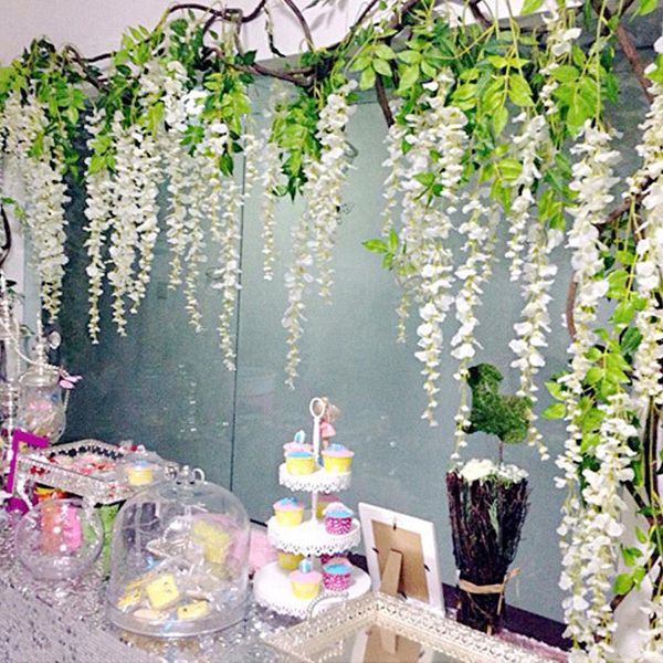 silk wisteria white artificial flowers vine ivy plant fake tree garland hanging flower wedding decor for el home decoration decorative & wre
silk wisteria white artificial flowers vine ivy plant fake tree garland hanging flower wedding decor for el home decoration decorative & wre
