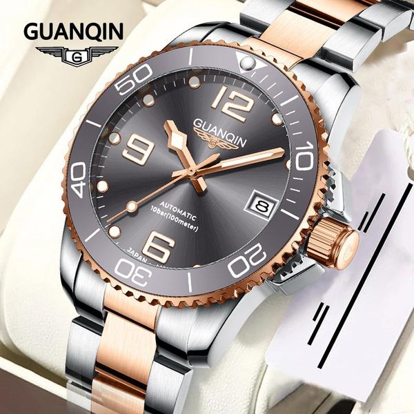 wristwatches guanqin men's watches automatic watch for men mechanical wristwatch steel dive nh35 business sports, Slivery;brown
wristwatches guanqin men's watches automatic watch for men mechanical wristwatch steel dive nh35 business sports, Slivery;brown