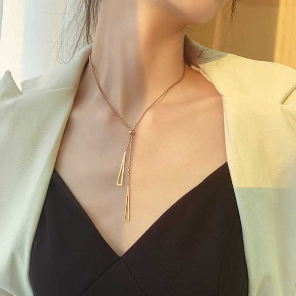 chains 316l stainless steel pull adjustment triangle tassel charms chain choker necklace for women fashion fine jewelry party gift, Silver
chains 316l stainless steel pull adjustment triangle tassel charms chain choker necklace for women fashion fine jewelry party gift, Silver