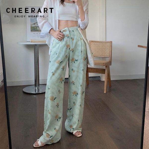 women's pants & capris cheerart green floral summer wide leg high waist palazzo women satin trousers casual bottoms loose korean style, Black;white
women's pants & capris cheerart green floral summer wide leg high waist palazzo women satin trousers casual bottoms loose korean style, Black;white