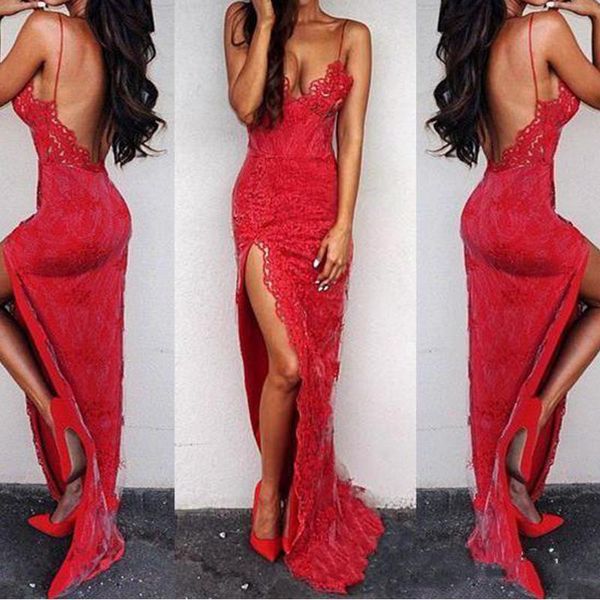 party dresses red lace 2021 prom mermaid spaghetti straps backless front split floor length evening gowns arabic, White;black
party dresses red lace 2021 prom mermaid spaghetti straps backless front split floor length evening gowns arabic, White;black