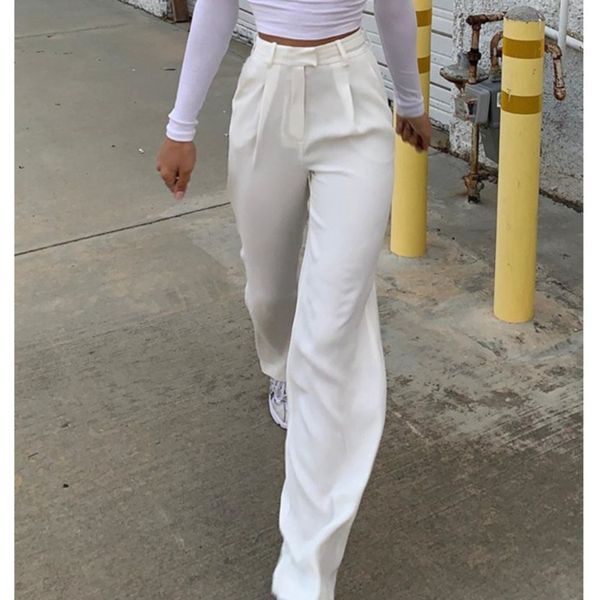 women white suit pants autumn new chic ins selling casual loose pantalon ladies solid high waist elegant office trouses 210422, Black;gray
women white suit pants autumn new chic ins selling casual loose pantalon ladies solid high waist elegant office trouses 210422, Black;gray