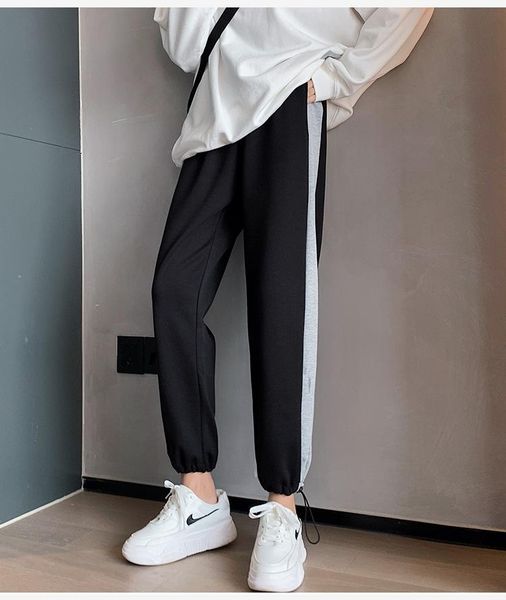 women high waist drawstring jogging pants female fashion splicing solid color loose harem trousers ladies casual women's & capris, Black;white
women high waist drawstring jogging pants female fashion splicing solid color loose harem trousers ladies casual women's & capris, Black;white