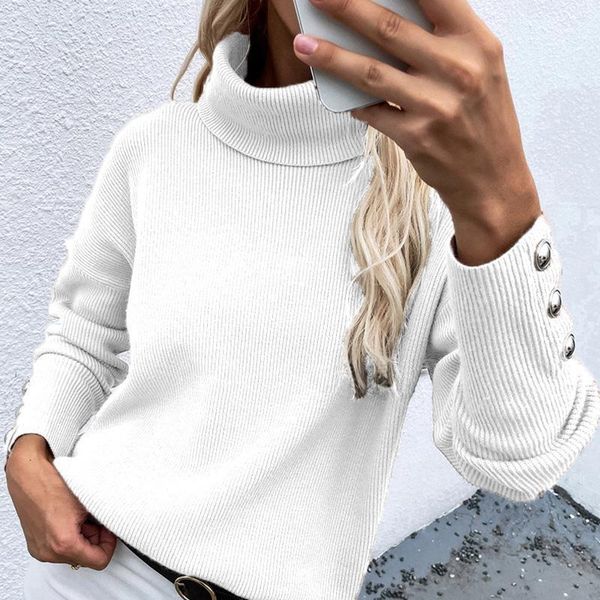 women's sweaters fashion button long sleeve autumn women sweater jumper elegant turtleneck warm pullover winter casual loose knitted, White;black
women's sweaters fashion button long sleeve autumn women sweater jumper elegant turtleneck warm pullover winter casual loose knitted, White;black