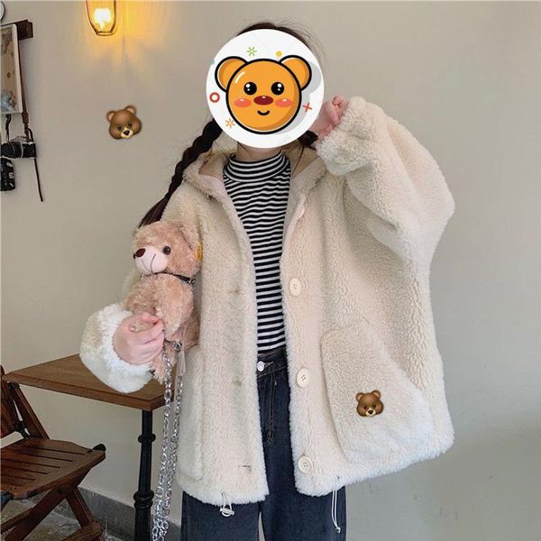 women's jackets magogo spring and winter imitation lamb plush hooded female ins girl korean loose apricot coat, Black;brown
women's jackets magogo spring and winter imitation lamb plush hooded female ins girl korean loose apricot coat, Black;brown