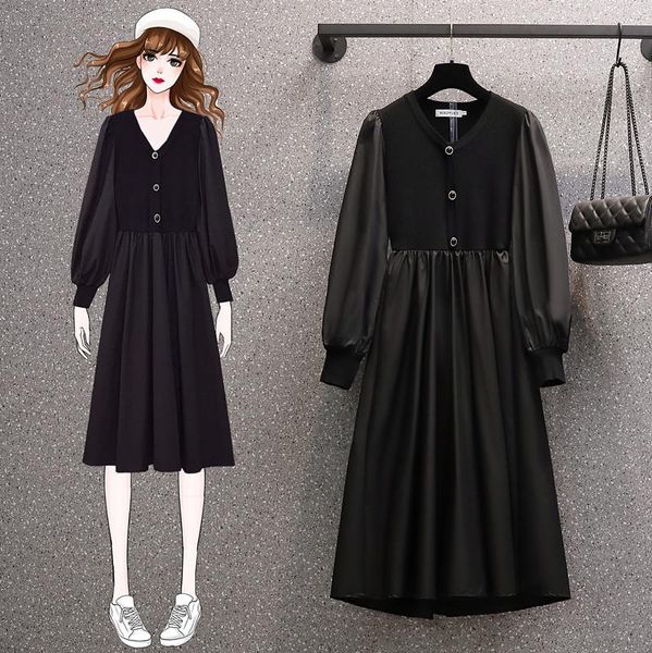 casual dresses black v-neck knitted stitch long sleeved midi plus large size oversize korean fashion kawaii women's elegant, Black;gray
casual dresses black v-neck knitted stitch long sleeved midi plus large size oversize korean fashion kawaii women's elegant, Black;gray