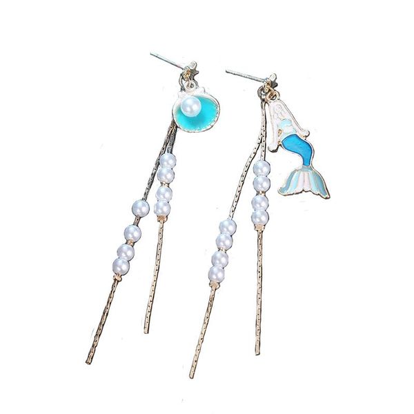 stud korean shell mermaid earrings xingyue tassel female, Golden;silver 
stud korean shell mermaid earrings xingyue tassel female, Golden;silver