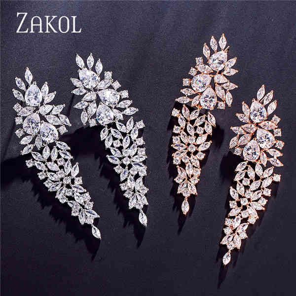 zakol luxury marquise cut cluster zirconia crystal long dangle earrings shiny leaf bridal wedding jewelry for women fsep2262, Bronze;silver
zakol luxury marquise cut cluster zirconia crystal long dangle earrings shiny leaf bridal wedding jewelry for women fsep2262, Bronze;silver