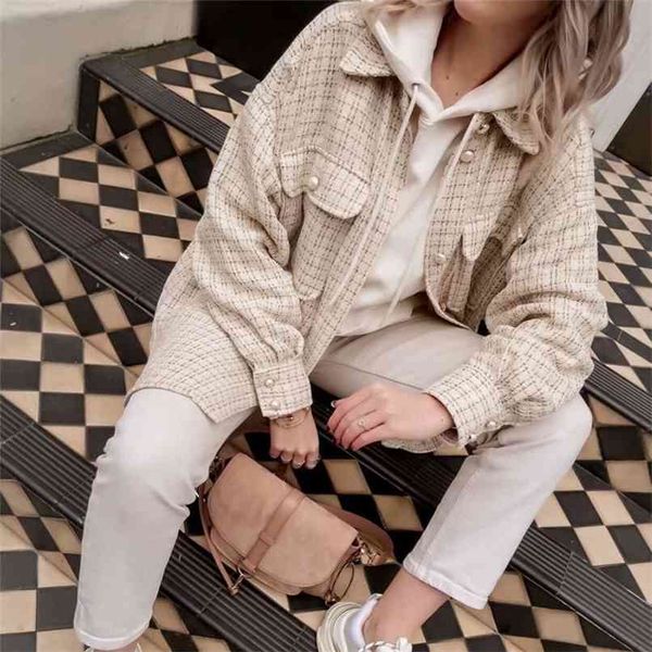 spring and autumn women's jacket casual plaid lapel long sleeve pocket decorative shirt 210430, Black;brown
spring and autumn women's jacket casual plaid lapel long sleeve pocket decorative shirt 210430, Black;brown