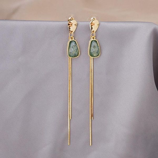 vintage green crystal long tassel earrings for women femme gold color alloy chain geometric drop dangle party jewelry & chandelier, Silver
vintage green crystal long tassel earrings for women femme gold color alloy chain geometric drop dangle party jewelry & chandelier, Silver