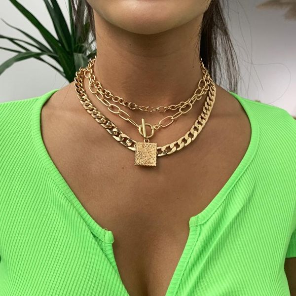 pendant necklaces vintage multi-layer gold metal gothtic choker necklace for women punk hop hip fashion jewelry accessories, Silver
pendant necklaces vintage multi-layer gold metal gothtic choker necklace for women punk hop hip fashion jewelry accessories, Silver