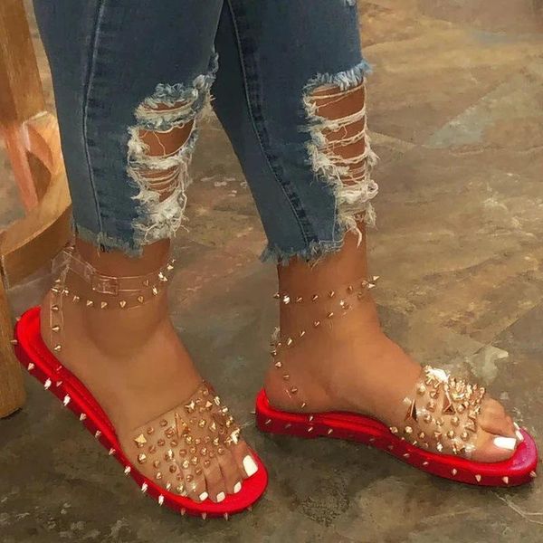 sandals women transparent pvc flats rivets decor shoes woman open toe slippers lady big large size casual party mujer, Black
sandals women transparent pvc flats rivets decor shoes woman open toe slippers lady big large size casual party mujer, Black