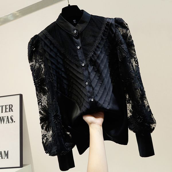 blouses beaded lace white woman spring stand-collar shirt single breasted retro lantern sleeve blouse femme
blouses beaded lace white woman spring stand-collar shirt single breasted retro lantern sleeve blouse femme