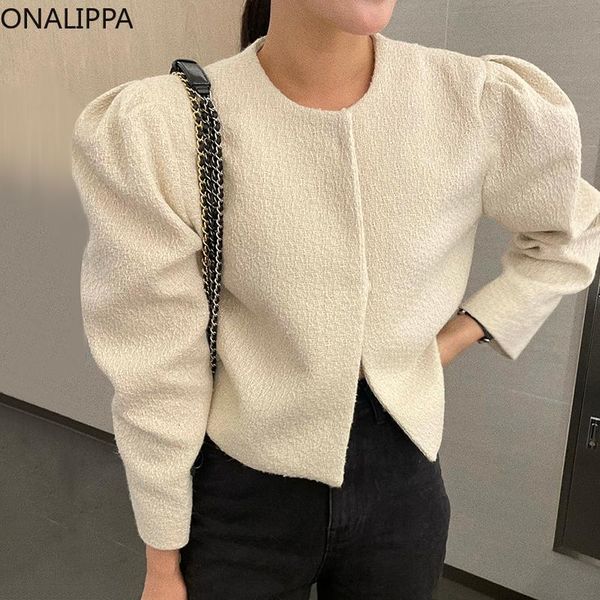 women's jackets onalippa women 2021 autumn winter french temperament round neck single-breasted loose solid color puff sleeve short twe, Black;brown
women's jackets onalippa women 2021 autumn winter french temperament round neck single-breasted loose solid color puff sleeve short twe, Black;brown
