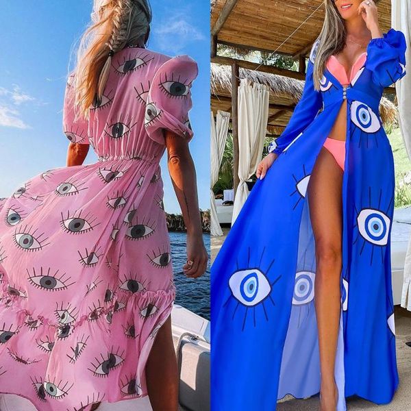 women's swimwear european and american chiffon beach blouse cardigan printing devil's eye seaside skirt long sleeve foreign trade, White;black
women's swimwear european and american chiffon beach blouse cardigan printing devil's eye seaside skirt long sleeve foreign trade, White;black