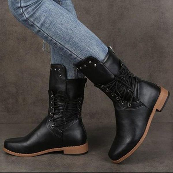 boots woman mid calf lace up female women shoes rivet low heels zip footwear leather women's short plus size 43, Black
boots woman mid calf lace up female women shoes rivet low heels zip footwear leather women's short plus size 43, Black
