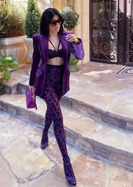 women's two piece pants high street est fall winter 2021 runway designer suit set single button velvet blazer leopard, White
women's two piece pants high street est fall winter 2021 runway designer suit set single button velvet blazer leopard, White