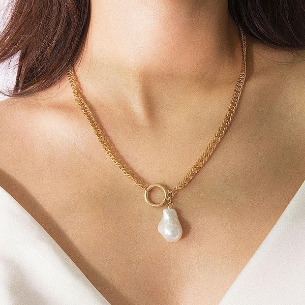 vintage temperament baroque pearl pendant necklace for women fashion chains geometric round circle clavicle jewelry necklaces, Silver
vintage temperament baroque pearl pendant necklace for women fashion chains geometric round circle clavicle jewelry necklaces, Silver