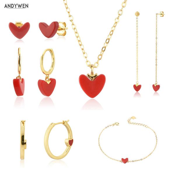 andywen 925 sterling silver gold red heart love stud earring drop piercing hoops bracelet choker chain necklace jewelry set gift 210608
andywen 925 sterling silver gold red heart love stud earring drop piercing hoops bracelet choker chain necklace jewelry set gift 210608