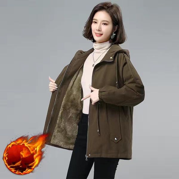 women's trench coats plus velvet thicken cotton-padded windbreaker jacket female mothers wear 2021 autumn winter loose coat women -3xl, Tan;black
women's trench coats plus velvet thicken cotton-padded windbreaker jacket female mothers wear 2021 autumn winter loose coat women -3xl, Tan;black