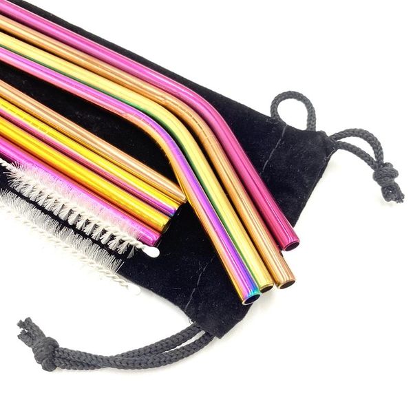 drinking straws 8 pcs metal reusable 304 stainless steel straight bent straw with bag cleaning brush set party bar accessory
drinking straws 8 pcs metal reusable 304 stainless steel straight bent straw with bag cleaning brush set party bar accessory
