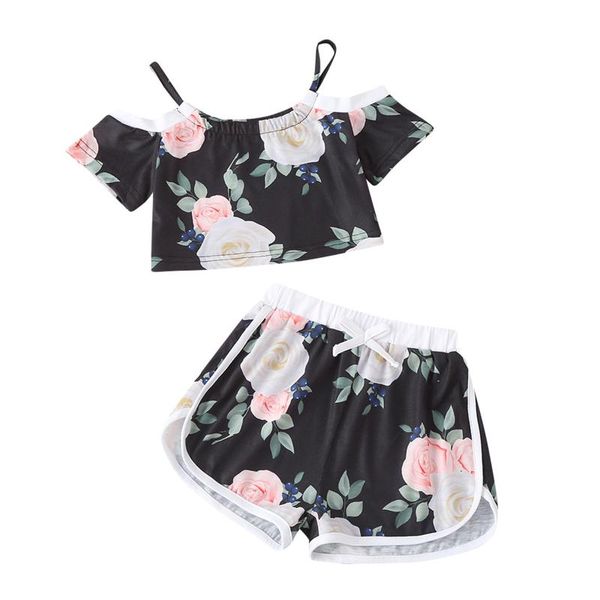 2-6years toddler girls 2pcs summer clothes, floral print off shoulder strap + shorts set clothing sets, White
2-6years toddler girls 2pcs summer clothes, floral print off shoulder strap + shorts set clothing sets, White