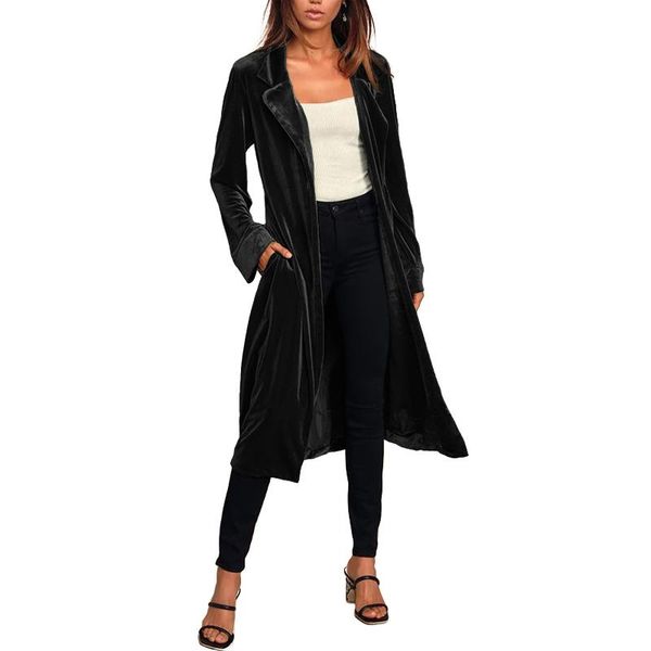 women's trench coats cardigan jacket delicate soft long windbreaker coat gold velvet, Tan;black
women's trench coats cardigan jacket delicate soft long windbreaker coat gold velvet, Tan;black