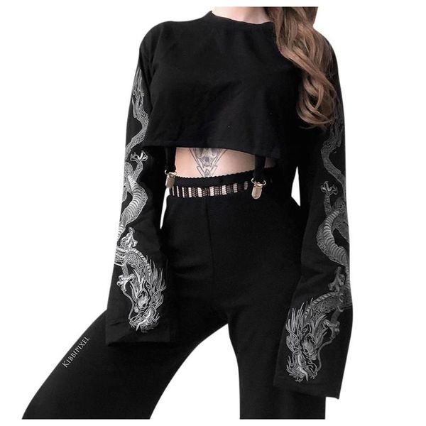 women's sweaters gothic punk dragon printed hoodies cropped black sweatshirts streetwear long sleeve crewneck blouse pull femme moletom, White;black
women's sweaters gothic punk dragon printed hoodies cropped black sweatshirts streetwear long sleeve crewneck blouse pull femme moletom, White;black