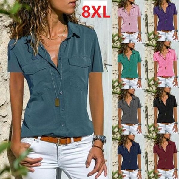 short sleeve chiffon ruffles womens shirts vintage summer button elegant plus sizes lady pocket casual blousa, White
short sleeve chiffon ruffles womens shirts vintage summer button elegant plus sizes lady pocket casual blousa, White