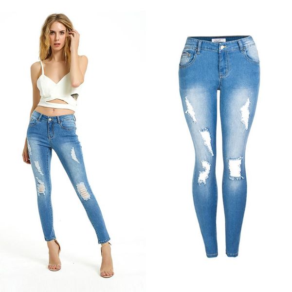 mom pants elastic spring and autumn section of hole jeans female large size trousers feet were thin tide women's, Blue
mom pants elastic spring and autumn section of hole jeans female large size trousers feet were thin tide women's, Blue