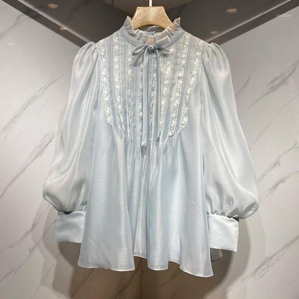 women's blouses & shirts fashion designer 2021 autumn women lace embroidery patchwork long sleeve blue apricot shirt blusas, White
women's blouses & shirts fashion designer 2021 autumn women lace embroidery patchwork long sleeve blue apricot shirt blusas, White