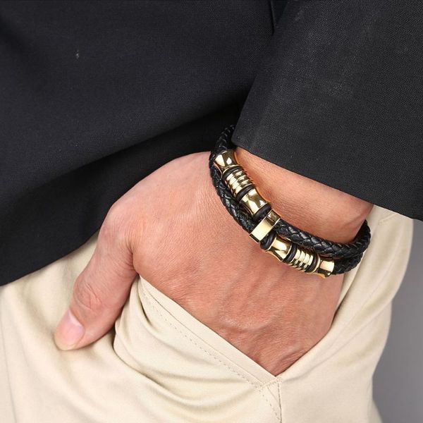 charm bracelets wholesale bracelet stainless steel black double leather braided men valentines day gift, Golden;silver
charm bracelets wholesale bracelet stainless steel black double leather braided men valentines day gift, Golden;silver