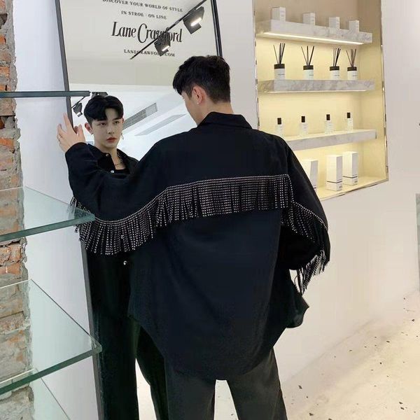 men's casual shirts men loose long sleeve tassel shirt style coat male vintage fashion streetwear hip hop punk party stage show dress, White;black
men's casual shirts men loose long sleeve tassel shirt style coat male vintage fashion streetwear hip hop punk party stage show dress, White;black