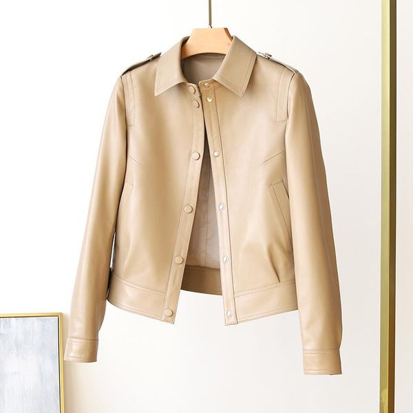 women's leather & faux genuine jacket women spring short motorcycle coats real sheepskin coat korean female clothes jaqueta de couro wp, Black
women's leather & faux genuine jacket women spring short motorcycle coats real sheepskin coat korean female clothes jaqueta de couro wp, Black