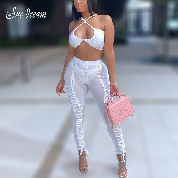 summer new women's white black transparent long mesh pants lace up with gold eyelets 210319, Black;white
summer new women's white black transparent long mesh pants lace up with gold eyelets 210319, Black;white