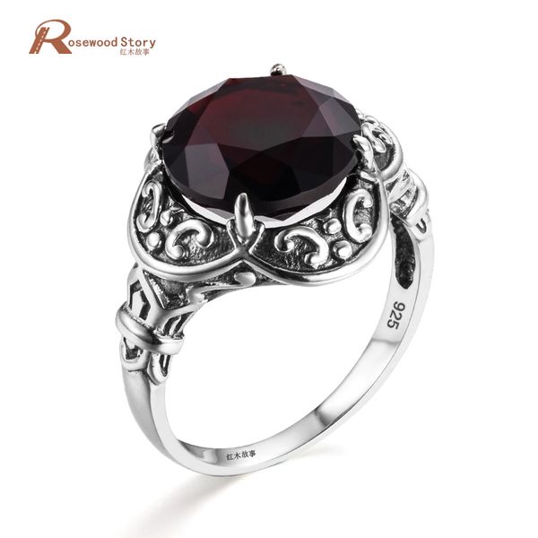 vintage female ring garnet stone crystal 925 sterling silver engagement wedding band ring for women medieval pattern elements, Black
vintage female ring garnet stone crystal 925 sterling silver engagement wedding band ring for women medieval pattern elements, Black