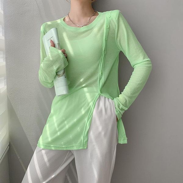 women's t-shirt split sunscreen ice silk positive shoulder long-sleeved thin section right-angle pads translucent, White
women's t-shirt split sunscreen ice silk positive shoulder long-sleeved thin section right-angle pads translucent, White