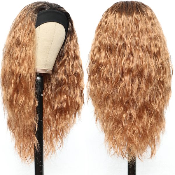 ombre blonde headband wig long wavy headband wig heat resistant synthetic hair wig machine made 20-26 inch, Black
ombre blonde headband wig long wavy headband wig heat resistant synthetic hair wig machine made 20-26 inch, Black