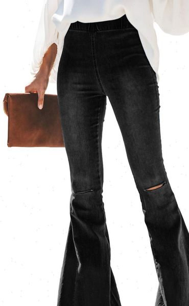 high waist skinny flare womens jeans ripped plus size pants wide leg female denim black mom, Blue
high waist skinny flare womens jeans ripped plus size pants wide leg female denim black mom, Blue