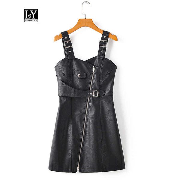 ly varey lin women leather mini dress soft pu faux pink backless slim high waist rivet zipper vestidos 210526, Black;gray
ly varey lin women leather mini dress soft pu faux pink backless slim high waist rivet zipper vestidos 210526, Black;gray