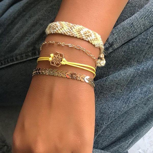 charm bracelets 4pcs/set bohemian women hollow hexagonal arrow chain handwoven bracelet, Golden;silver
charm bracelets 4pcs/set bohemian women hollow hexagonal arrow chain handwoven bracelet, Golden;silver