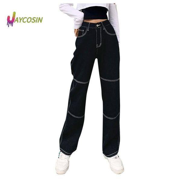 women's jeans fashion stitching high waist loose baggy straight denim pants trousers casual streetwear vaqueros mujer, Blue
women's jeans fashion stitching high waist loose baggy straight denim pants trousers casual streetwear vaqueros mujer, Blue