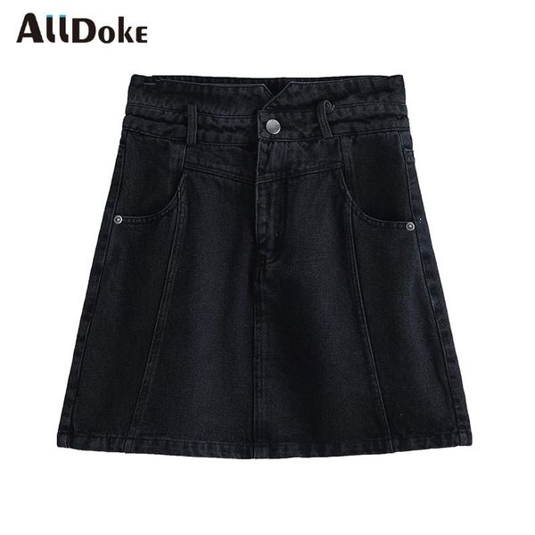 black short denim skirt women autumn casual high waist vintage jeans a line double pockets skirts jupe femme
black short denim skirt women autumn casual high waist vintage jeans a line double pockets skirts jupe femme