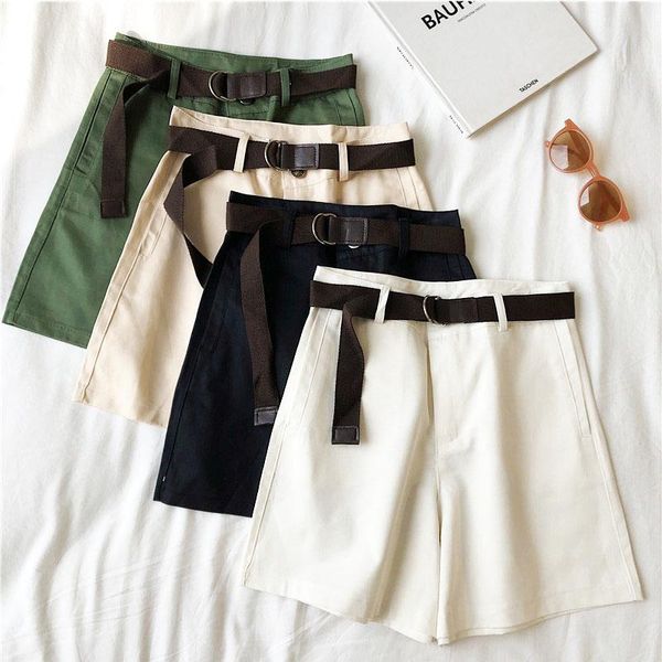 women's shorts 2021 casual women fitness wide leg black high waist with belt office lady vintage feminino plus size, White;black
women's shorts 2021 casual women fitness wide leg black high waist with belt office lady vintage feminino plus size, White;black