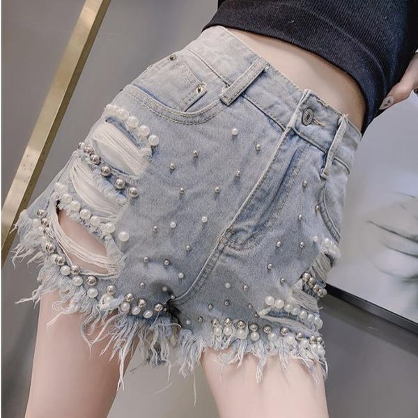 korean womens female high waist ripped hole pearls beading denim shorts , summer woman washed jeans women's, White;black
korean womens female high waist ripped hole pearls beading denim shorts , summer woman washed jeans women's, White;black