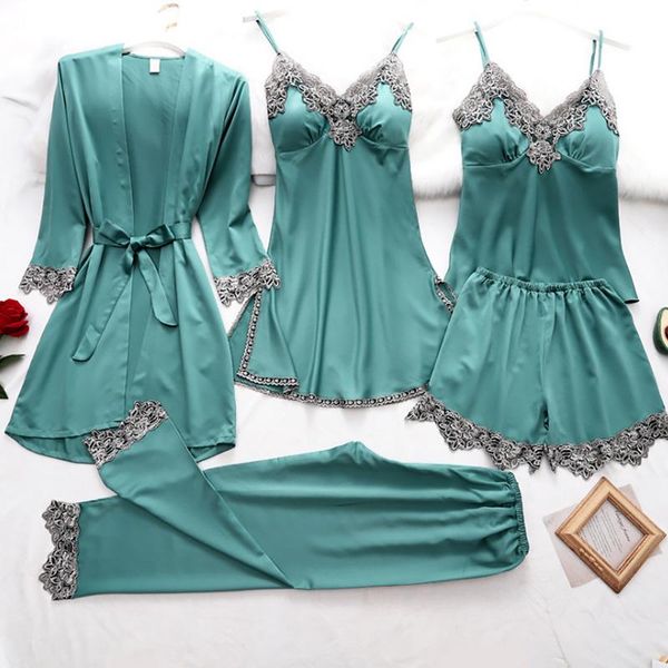 women's sleepwear 5 pieces robe set women pajamas night dress satin elegant ladies shorts sleeve lounge bathrobe gown lingerie, Black;red
women's sleepwear 5 pieces robe set women pajamas night dress satin elegant ladies shorts sleeve lounge bathrobe gown lingerie, Black;red
