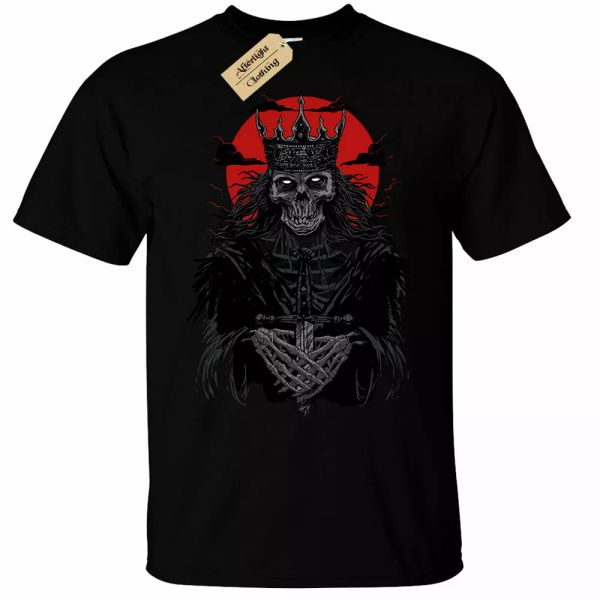 dead king shirt man death skeleton lich undead skull gothic zombie, White;black 
dead king shirt man death skeleton lich undead skull gothic zombie, White;black