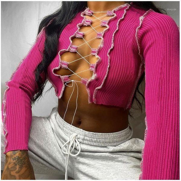 women's t-shirt irregular hollow out lace up t shirt womens crop long sleeve slim fit rib knit short female blusas, White
women's t-shirt irregular hollow out lace up t shirt womens crop long sleeve slim fit rib knit short female blusas, White