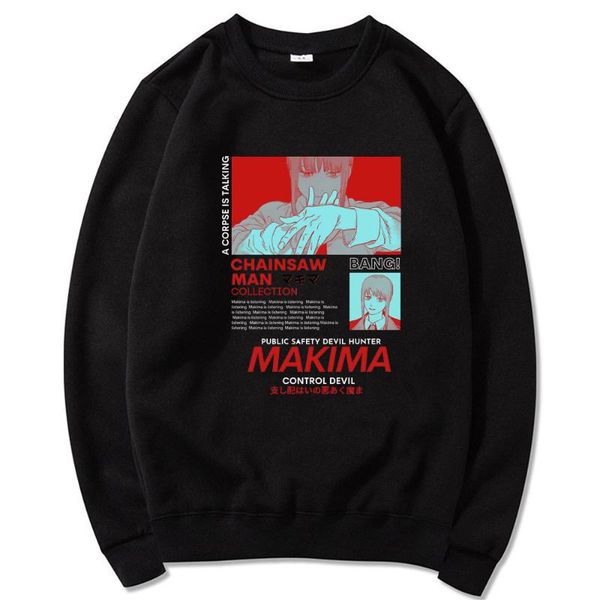japan anime sweatshirt men chainsaw man manga street harajuku pochita makima printed crew neck loose pullover men's hoodies & sweatshir, Black
japan anime sweatshirt men chainsaw man manga street harajuku pochita makima printed crew neck loose pullover men's hoodies & sweatshir, Black