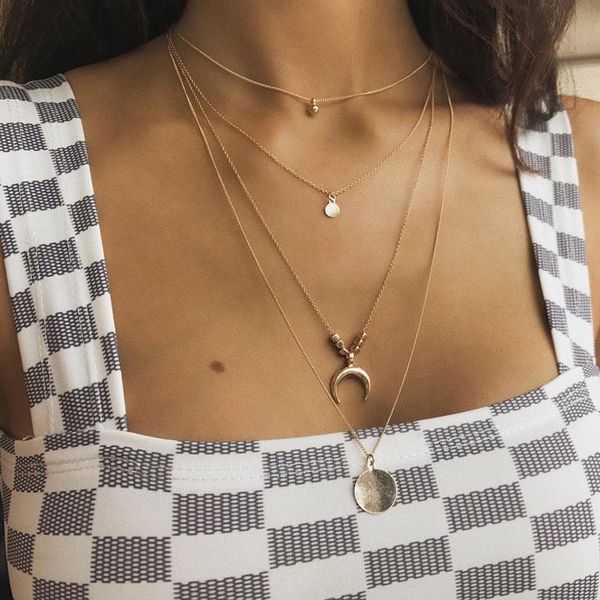 multi-layer gold color horn circle moon pendant necklace for women bohemian metal crescent layered necklaces christmas gift chains, Silver
multi-layer gold color horn circle moon pendant necklace for women bohemian metal crescent layered necklaces christmas gift chains, Silver
